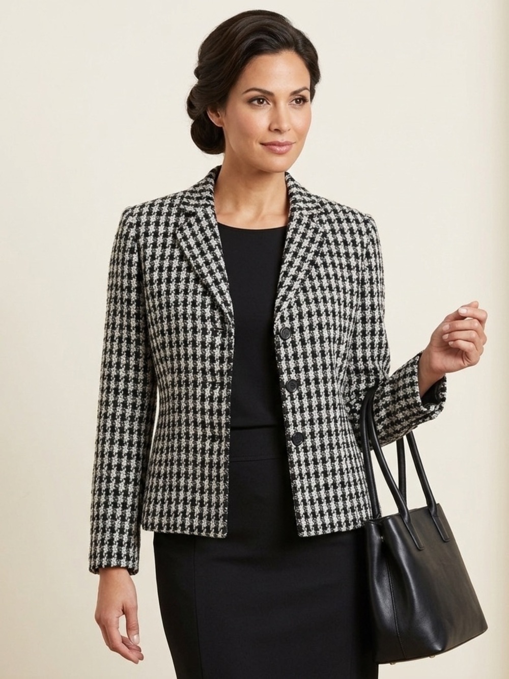 Requirements tweed Houndstooth blazer size 12 polyester wool blend workwear